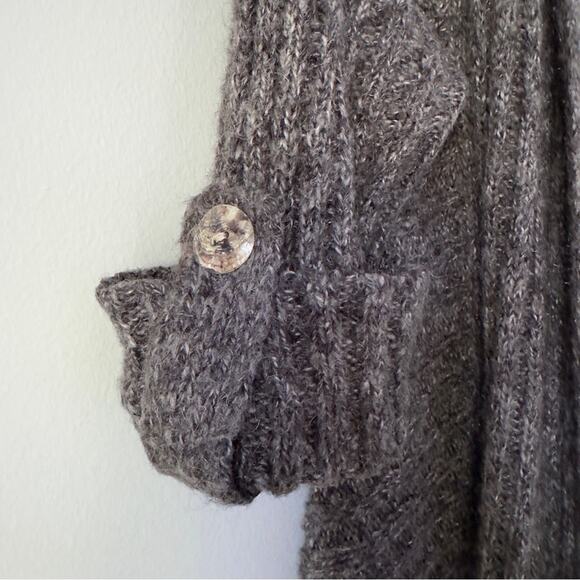 BCBGMaxAzria Long Tunic Cardigan Sweater Cuffed Sleeves Crochet Knit Ribbed EUC - Picture 8 of 14